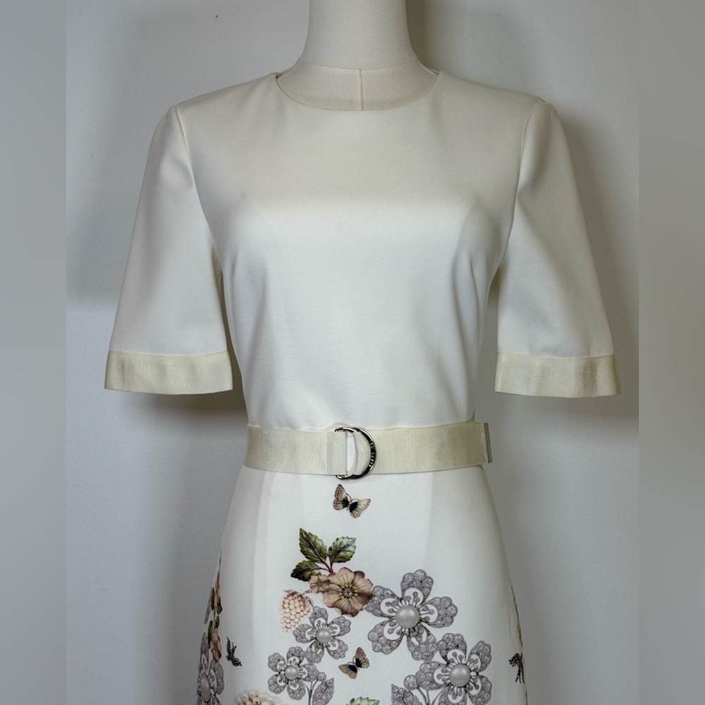 Ted Baker Layli Gem Gardens Ivory Short Sleeve Midi Dress Ted Baker 1/US Small - Picture 5 of 16